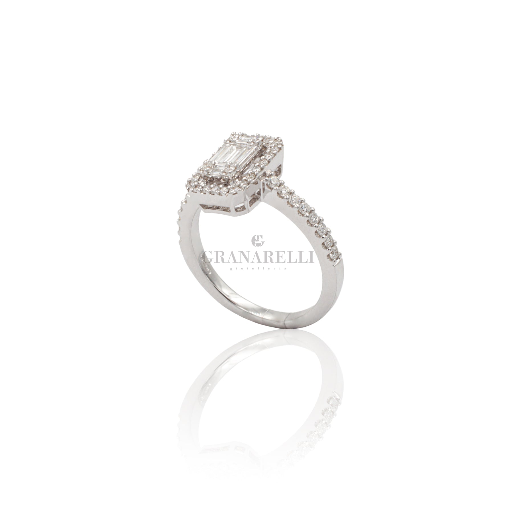 Anello Baguette Crivelli diamanti in oro bianco – Gioielleria