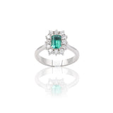 Anello in Oro Bianco con Smeraldo e Diamanti-Anelli-GRANARELLI- [SKU] -Gioielleria Granarelli