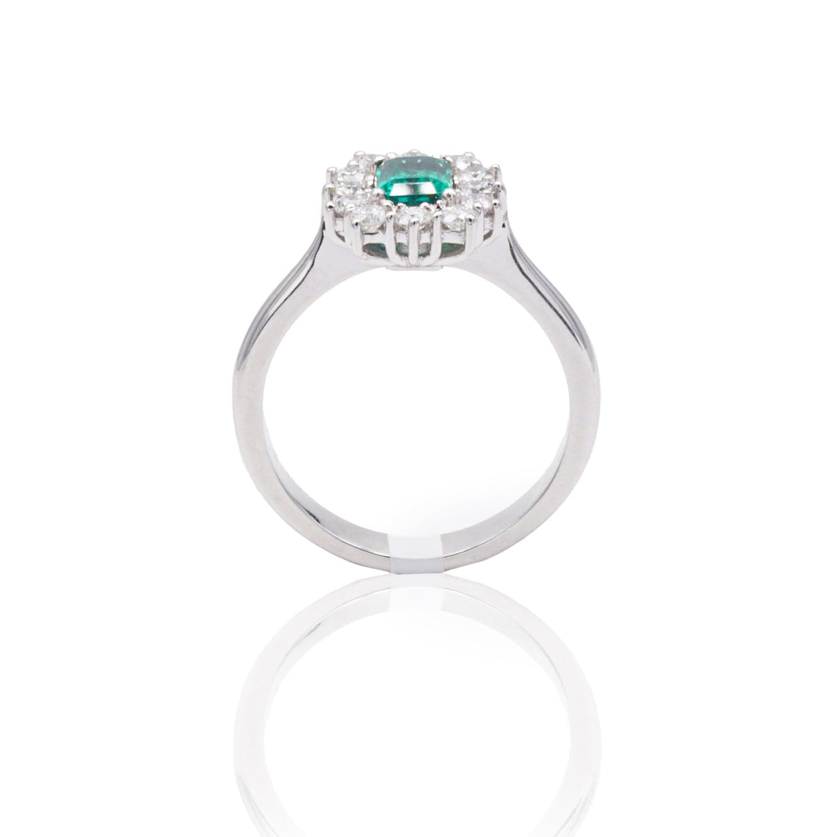 Anello in Oro Bianco con Smeraldo e Diamanti-Anelli-GRANARELLI- [SKU] -Gioielleria Granarelli