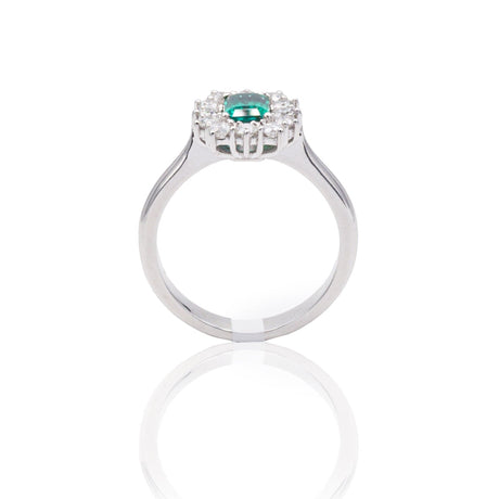 Anello in Oro Bianco con Smeraldo e Diamanti-Anelli-GRANARELLI- [SKU] -Gioielleria Granarelli