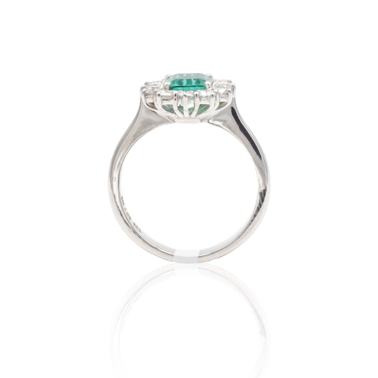 Anello in Oro Bianco con Smeraldo e Diamanti-Anelli-GRANARELLI- [SKU] -Gioielleria Granarelli