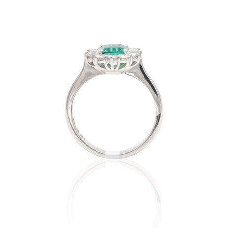 Anello in Oro Bianco con Smeraldo e Diamanti-Anelli-GRANARELLI- [SKU] -Gioielleria Granarelli