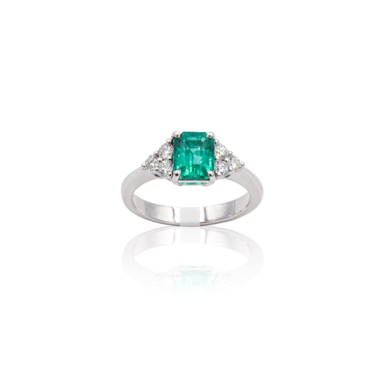 Anello in Oro Bianco con Smeraldo e Diamanti-Anelli-GRANARELLI- [SKU] -Gioielleria Granarelli