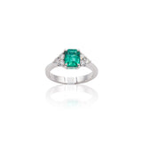 Anello in Oro Bianco con Smeraldo e Diamanti-Anelli-GRANARELLI- [SKU] -Gioielleria Granarelli