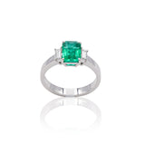 Anello in Oro Bianco con Smeraldo e Diamanti-Anelli-GRANARELLI- [SKU] -Gioielleria Granarelli