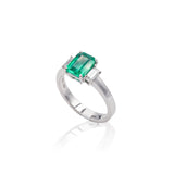 Anello in Oro Bianco con Smeraldo e Diamanti-Anelli-GRANARELLI- [SKU] -Gioielleria Granarelli