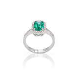 Anello in Oro Bianco con Smeraldo e Diamanti-Anelli-GRANARELLI- [SKU] -Gioielleria Granarelli