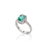 Anello in Oro Bianco con Smeraldo e Diamanti-Anelli-GRANARELLI- [SKU] -Gioielleria Granarelli