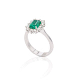 Anello in Oro Bianco con Smeraldo e Diamanti-Anelli-GRANARELLI- [SKU] -Gioielleria Granarelli