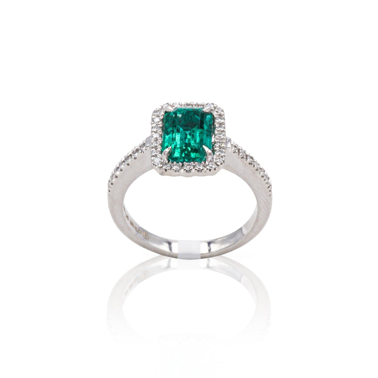 Anello in Oro Bianco con Smeraldo e Diamanti-Anelli-GRANARELLI- [SKU] -Gioielleria Granarelli