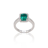 Anello in Oro Bianco con Smeraldo e Diamanti-Anelli-GRANARELLI- [SKU] -Gioielleria Granarelli