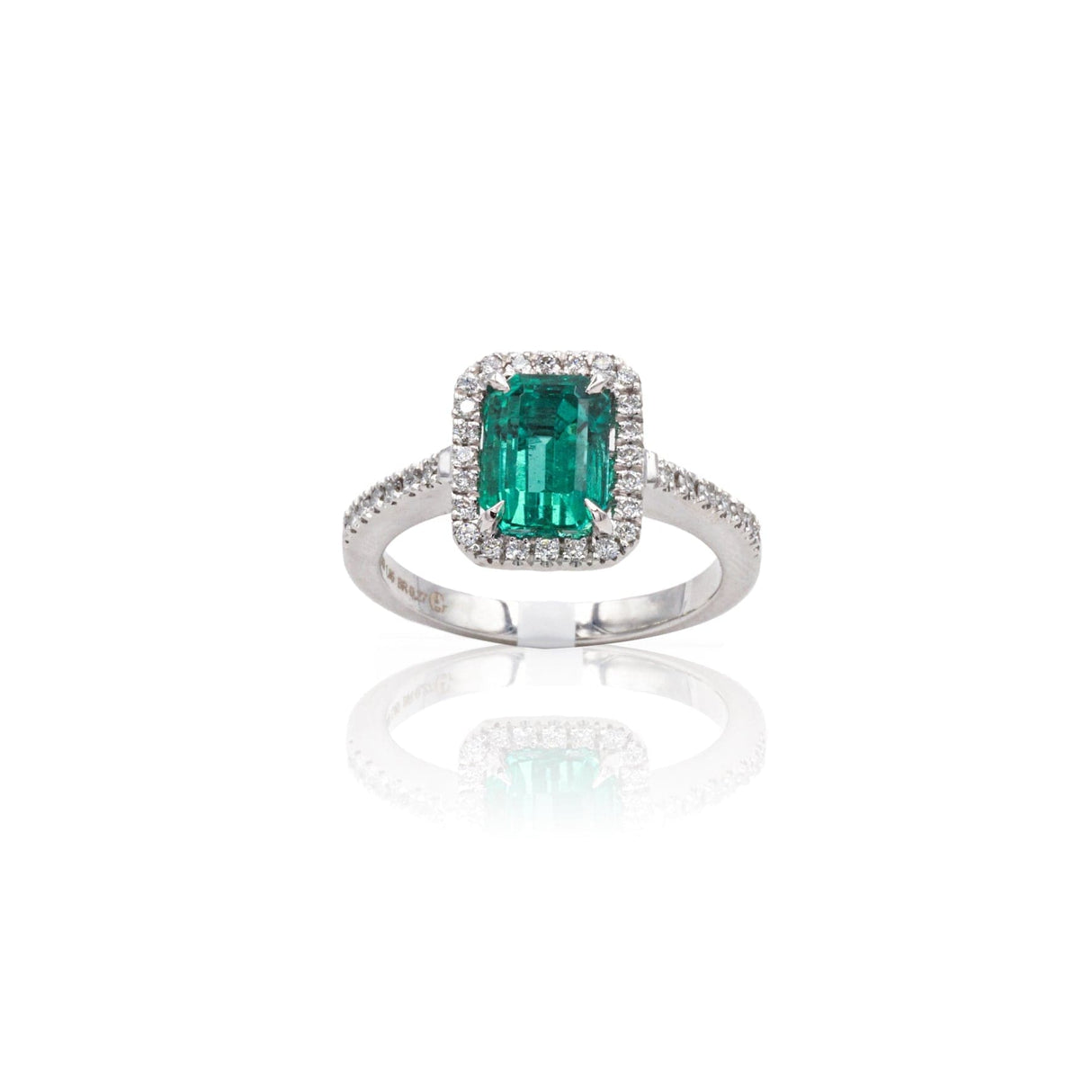 Anello in Oro Bianco con Smeraldo e Diamanti-Anelli-GRANARELLI- [SKU] -Gioielleria Granarelli