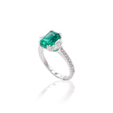 Anello in Oro Bianco con Smeraldo e Diamanti-Anelli-GRANARELLI- [SKU] -Gioielleria Granarelli