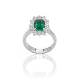 Anello in Oro Bianco con Smeraldo e Diamanti-Anelli-GRANARELLI- [SKU] -Gioielleria Granarelli