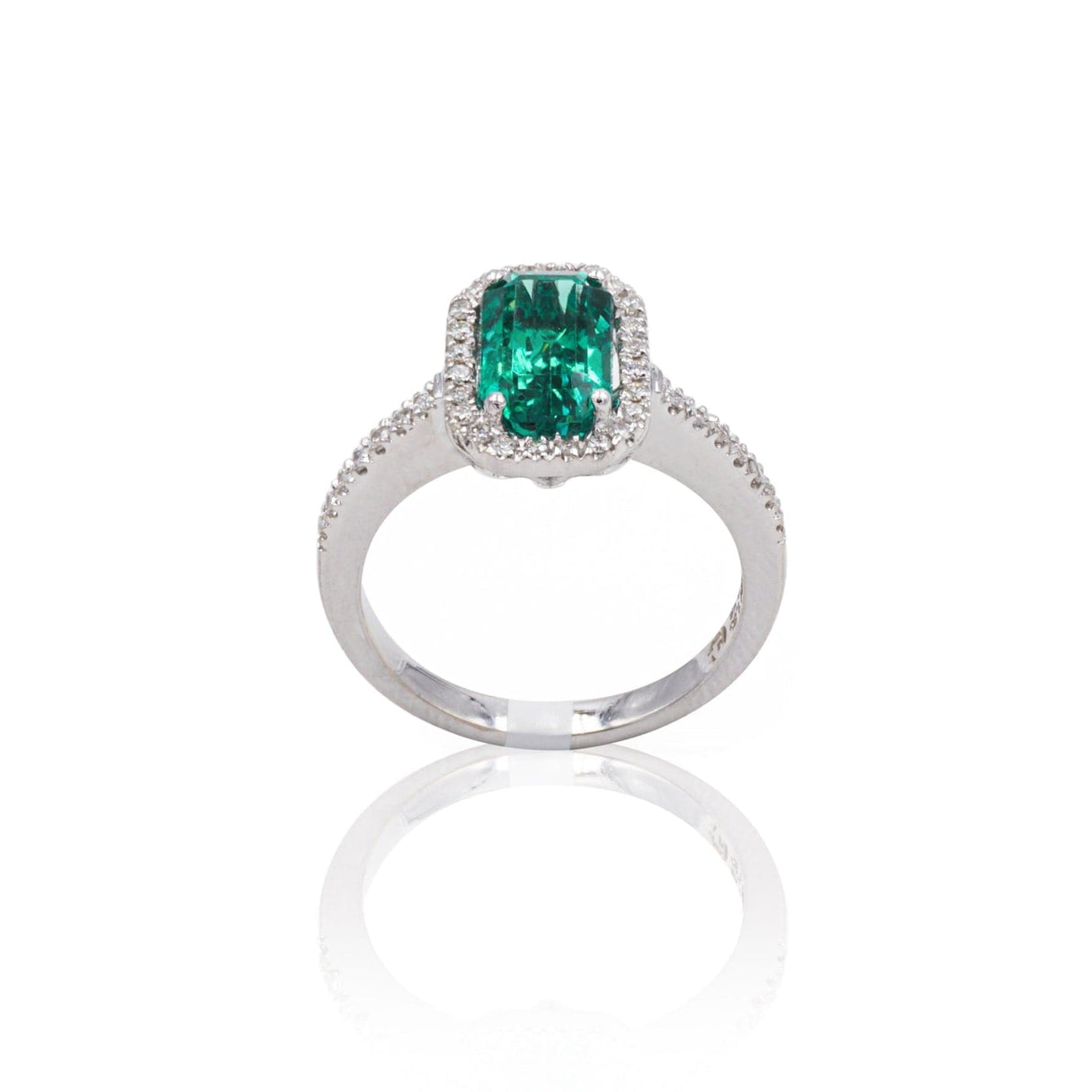 Anello in Oro Bianco con Smeraldo e Diamanti-Anelli-GRANARELLI- [SKU] -Gioielleria Granarelli