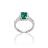 Anello in Oro Bianco con Smeraldo e Diamanti-Anelli-GRANARELLI- [SKU] -Gioielleria Granarelli