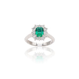 Anello in Oro Bianco con Smeraldo e Diamanti-Anelli-GRANARELLI- [SKU] -Gioielleria Granarelli