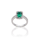 Anello in Oro Bianco con Smeraldo e Diamanti-Anelli-GRANARELLI- [SKU] -Gioielleria Granarelli