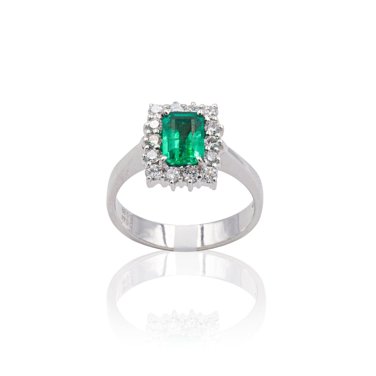 Anello in Oro Bianco con Smeraldo e Diamanti-Anelli-GRANARELLI- [SKU] -Gioielleria Granarelli