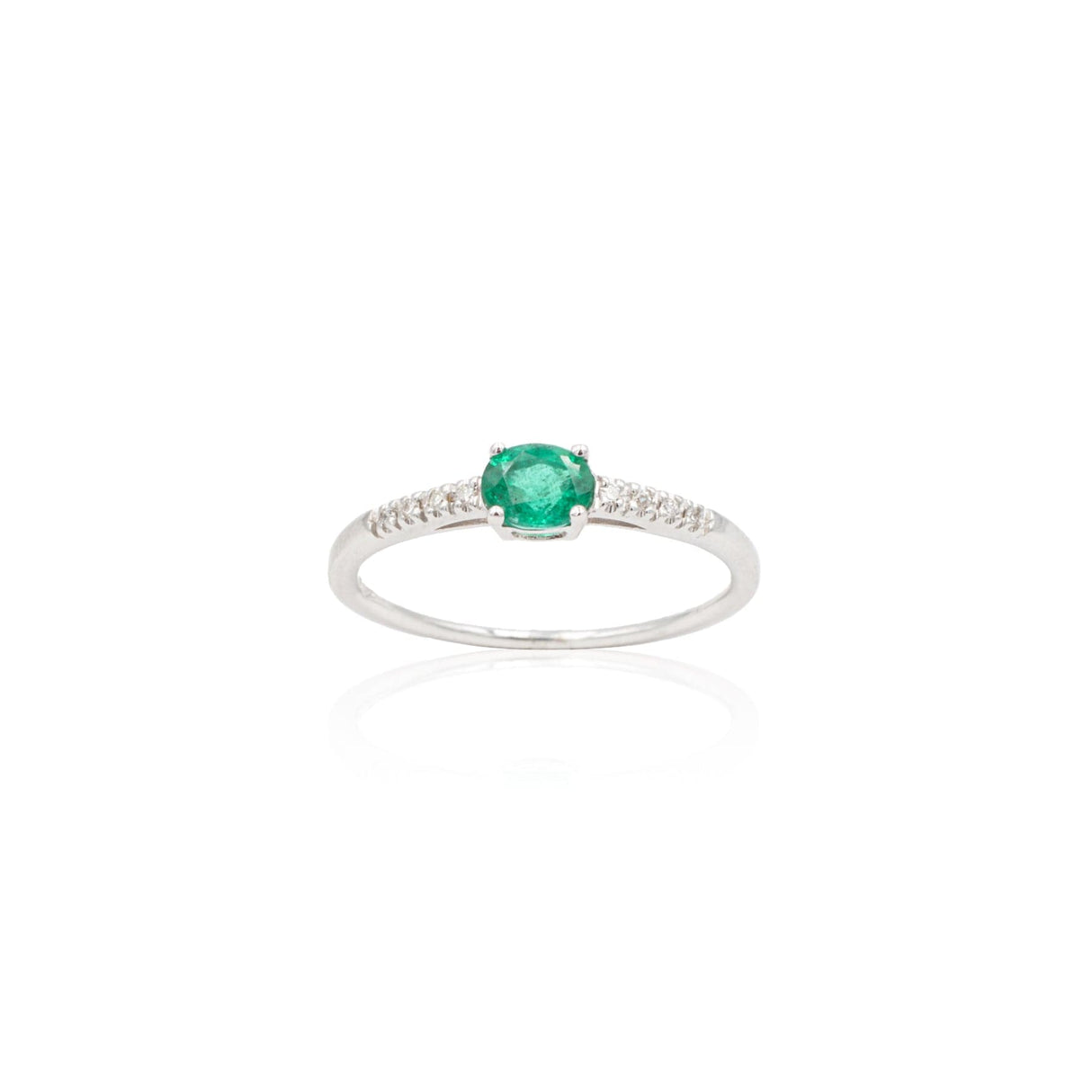 Anello in Oro Bianco con Smeraldo e Diamanti-Anelli-GRANARELLI- [SKU] -Gioielleria Granarelli