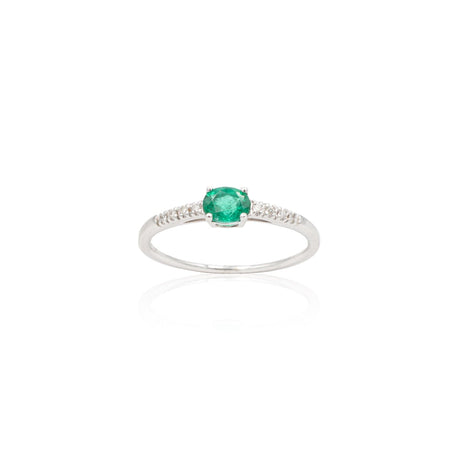 Anello in Oro Bianco con Smeraldo e Diamanti-Anelli-GRANARELLI- [SKU] -Gioielleria Granarelli