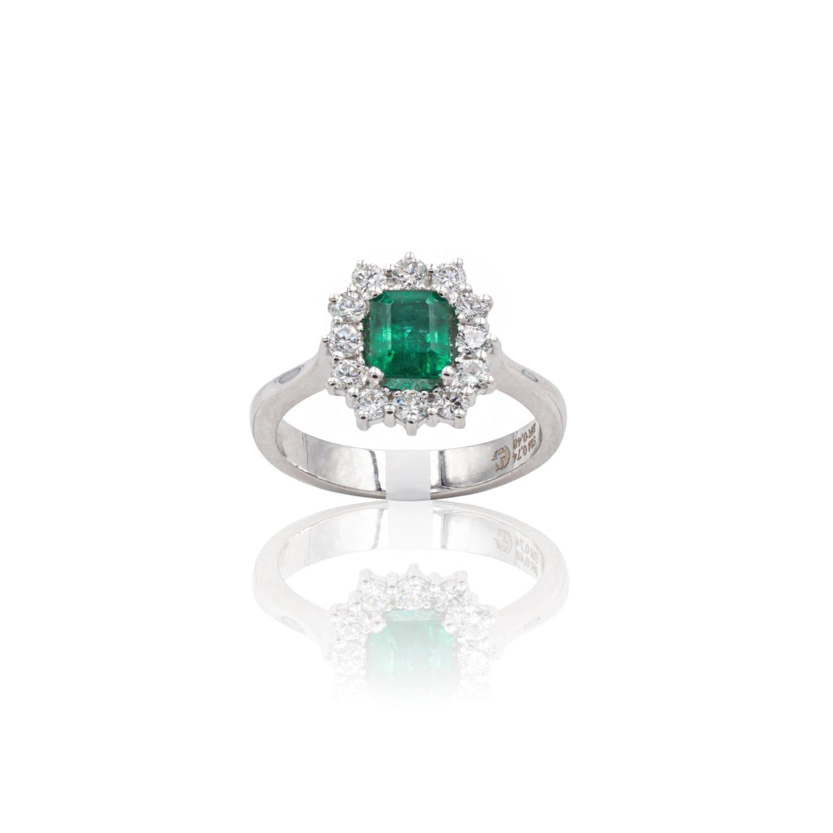 Anello in Oro Bianco con Smeraldo e Diamanti-Anelli-GRANARELLI- [SKU] -Gioielleria Granarelli