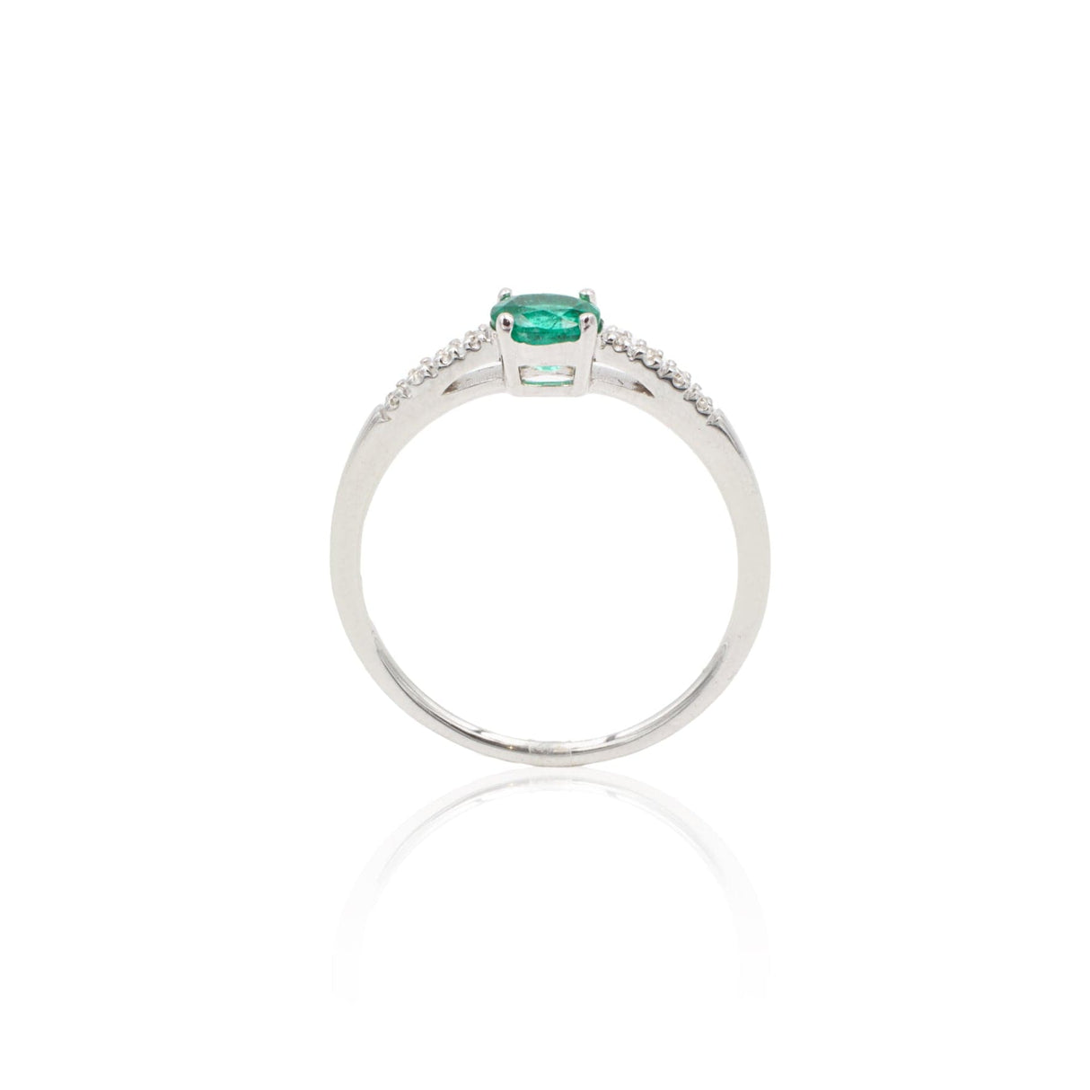 Anello in Oro Bianco con Smeraldo e Diamanti-Anelli-GRANARELLI- [SKU] -Gioielleria Granarelli