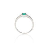 Anello in Oro Bianco con Smeraldo e Diamanti-Anelli-GRANARELLI- [SKU] -Gioielleria Granarelli