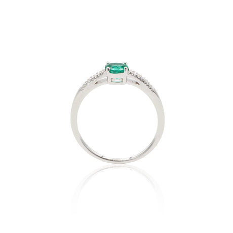 Anello in Oro Bianco con Smeraldo e Diamanti-Anelli-GRANARELLI- [SKU] -Gioielleria Granarelli