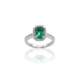 Anello in Oro Bianco con Smeraldo e Diamanti-Anelli-GRANARELLI- [SKU] -Gioielleria Granarelli