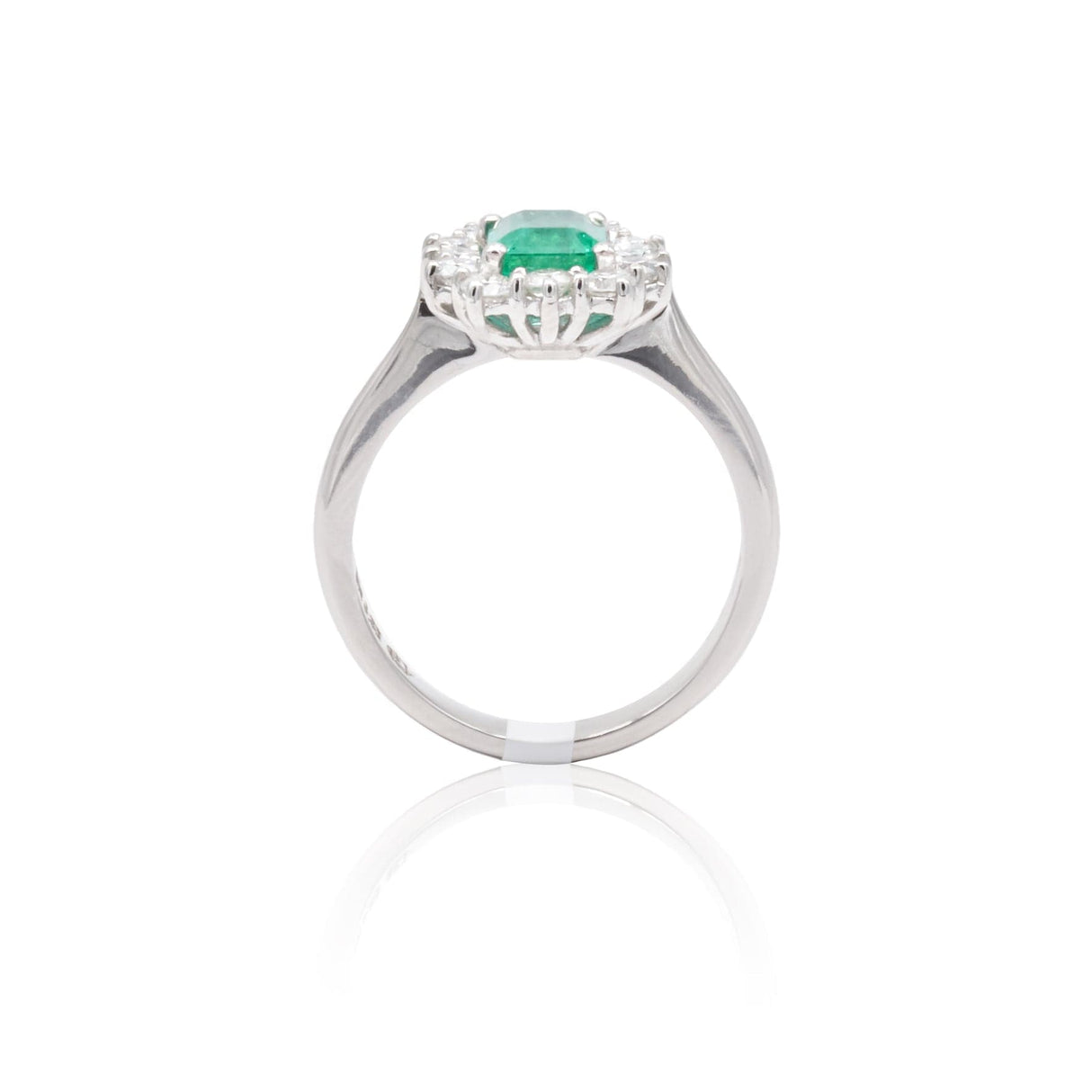 Anello in Oro Bianco con Smeraldo e Diamanti-Anelli-GRANARELLI- [SKU] -Gioielleria Granarelli