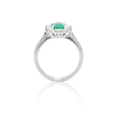 Anello in Oro Bianco con Smeraldo e Diamanti-Anelli-GRANARELLI- [SKU] -Gioielleria Granarelli
