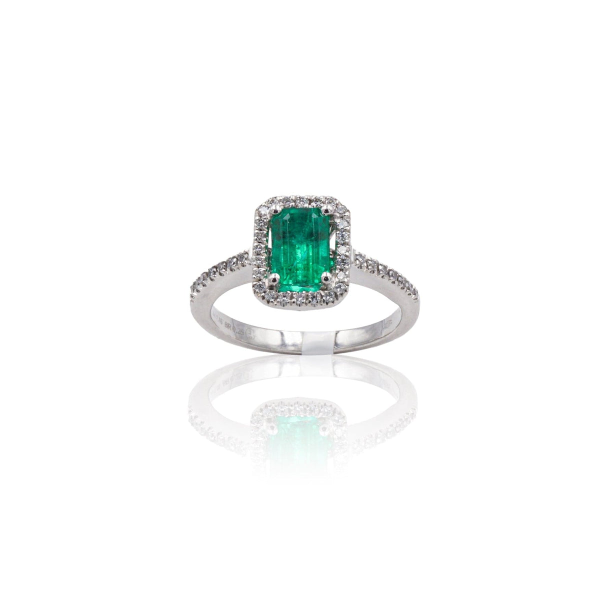 Anello in Oro Bianco con Smeraldo e Diamanti-Anelli-GRANARELLI- [SKU] -Gioielleria Granarelli