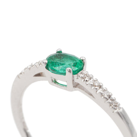 Anello in Oro Bianco con Smeraldo e Diamanti-Anelli-GRANARELLI- [SKU] -Gioielleria Granarelli