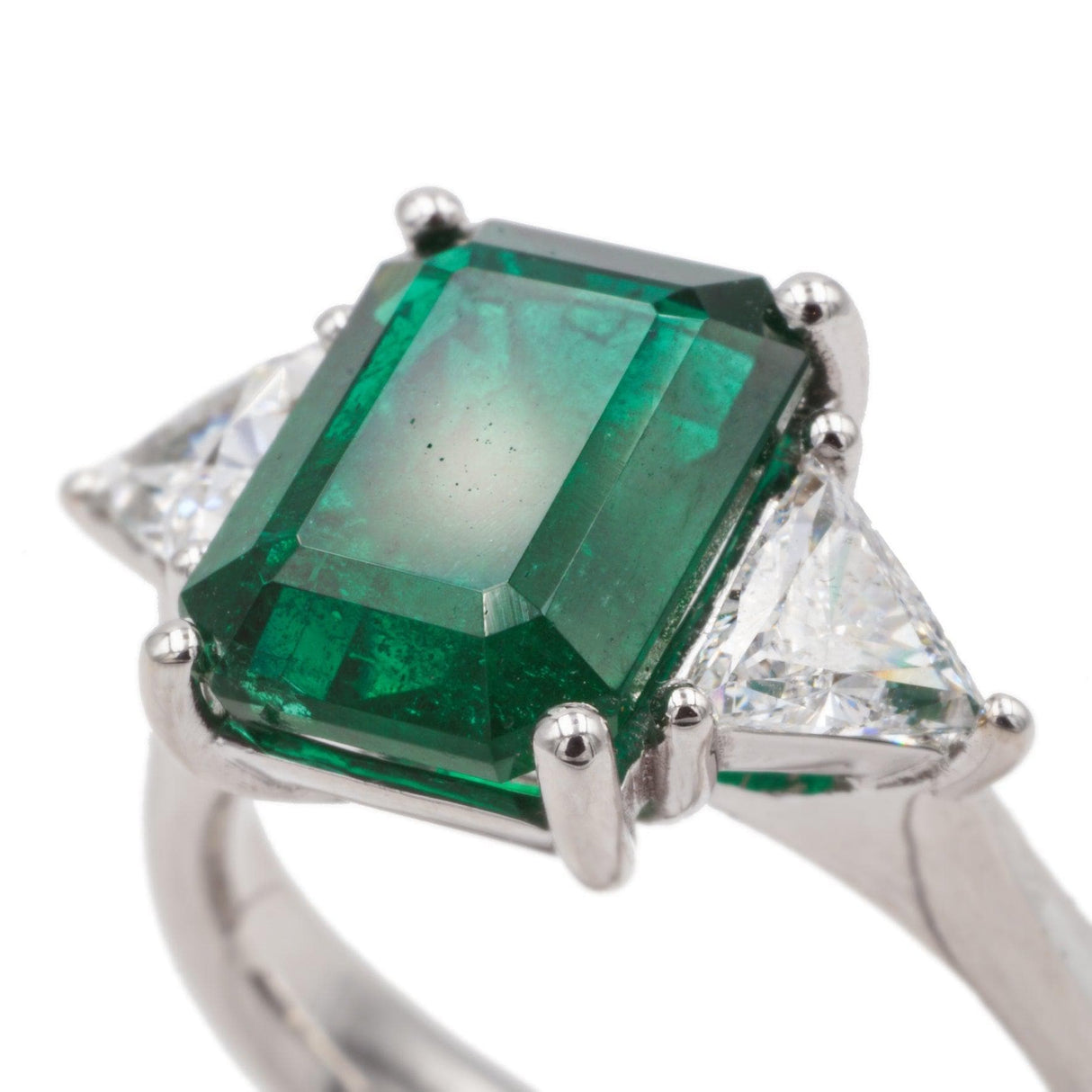 Anello in Oro Bianco con Smeraldo e Diamanti-Anelli-GRANARELLI- [SKU] -Gioielleria Granarelli