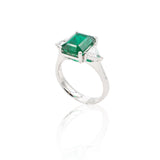 Anello in Oro Bianco con Smeraldo e Diamanti-Anelli-GRANARELLI- [SKU] -Gioielleria Granarelli