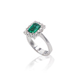 Anello in Oro Bianco con Smeraldo e Diamanti-Anelli-GRANARELLI- [SKU] -Gioielleria Granarelli