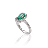 Anello in Oro Bianco con Smeraldo e Diamanti-Anelli-GRANARELLI- [SKU] -Gioielleria Granarelli