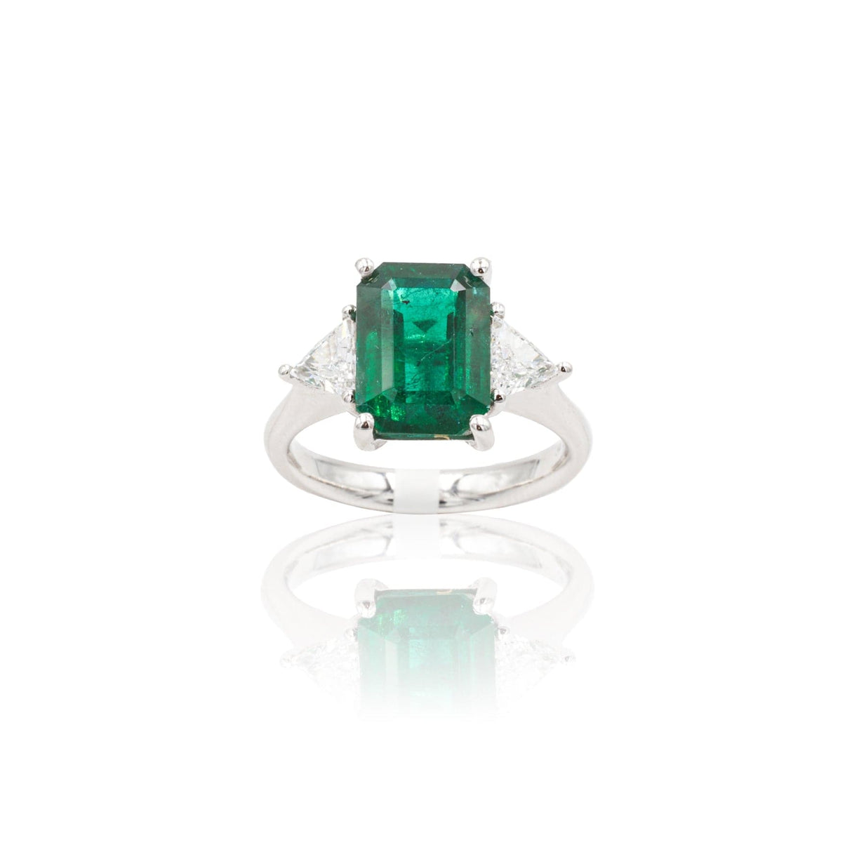 Anello in Oro Bianco con Smeraldo e Diamanti-Anelli-GRANARELLI- [SKU] -Gioielleria Granarelli