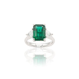 Anello in Oro Bianco con Smeraldo e Diamanti-Anelli-GRANARELLI- [SKU] -Gioielleria Granarelli