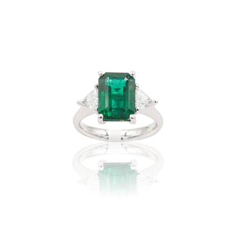 Anello in Oro Bianco con Smeraldo e Diamanti-Anelli-GRANARELLI- [SKU] -Gioielleria Granarelli