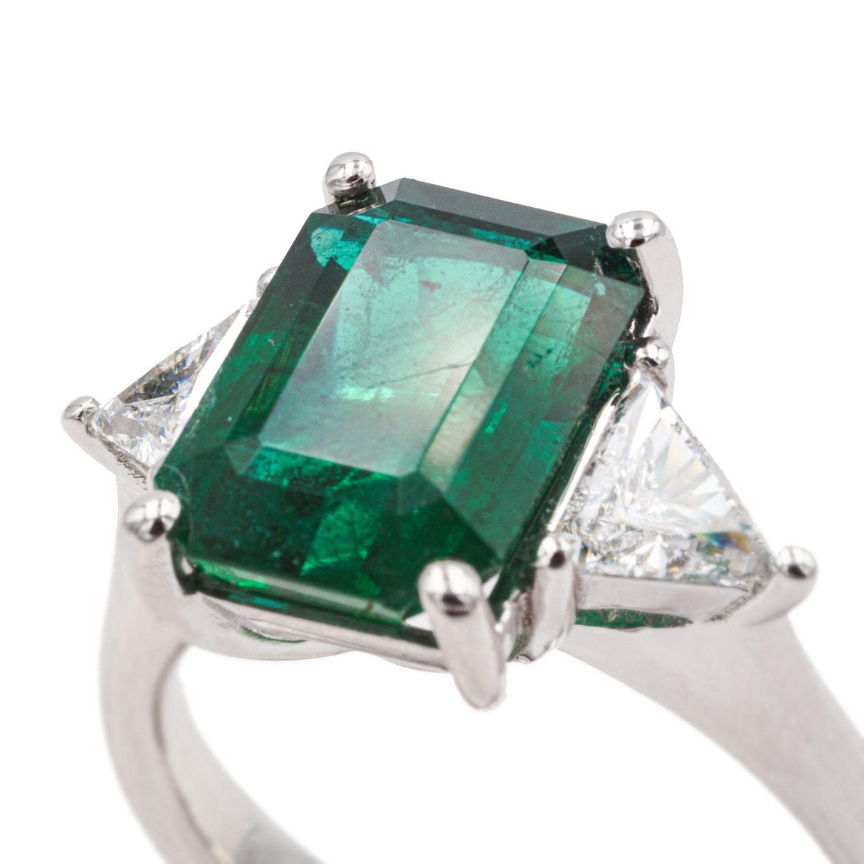 Anello in Oro Bianco con Smeraldo e Diamanti-Anelli-GRANARELLI- [SKU] -Gioielleria Granarelli