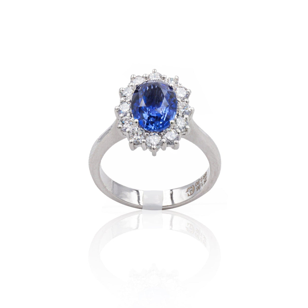 Anello in Oro Bianco con Zaffiro e Diamanti-Anelli-GRANARELLI- [SKU] -Gioielleria Granarelli