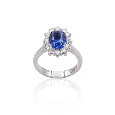 Anello in Oro Bianco con Zaffiro e Diamanti-Anelli-GRANARELLI- [SKU] -Gioielleria Granarelli