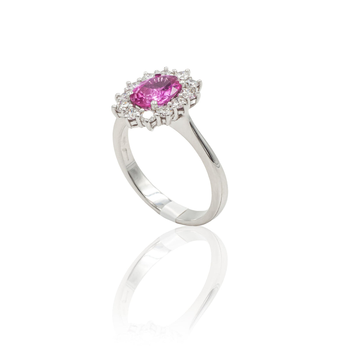 Anello in Oro Bianco con Zaffiro Rosa ovale 1.34kt-Anelli-GRANARELLI-14-Gioielleria Granarelli