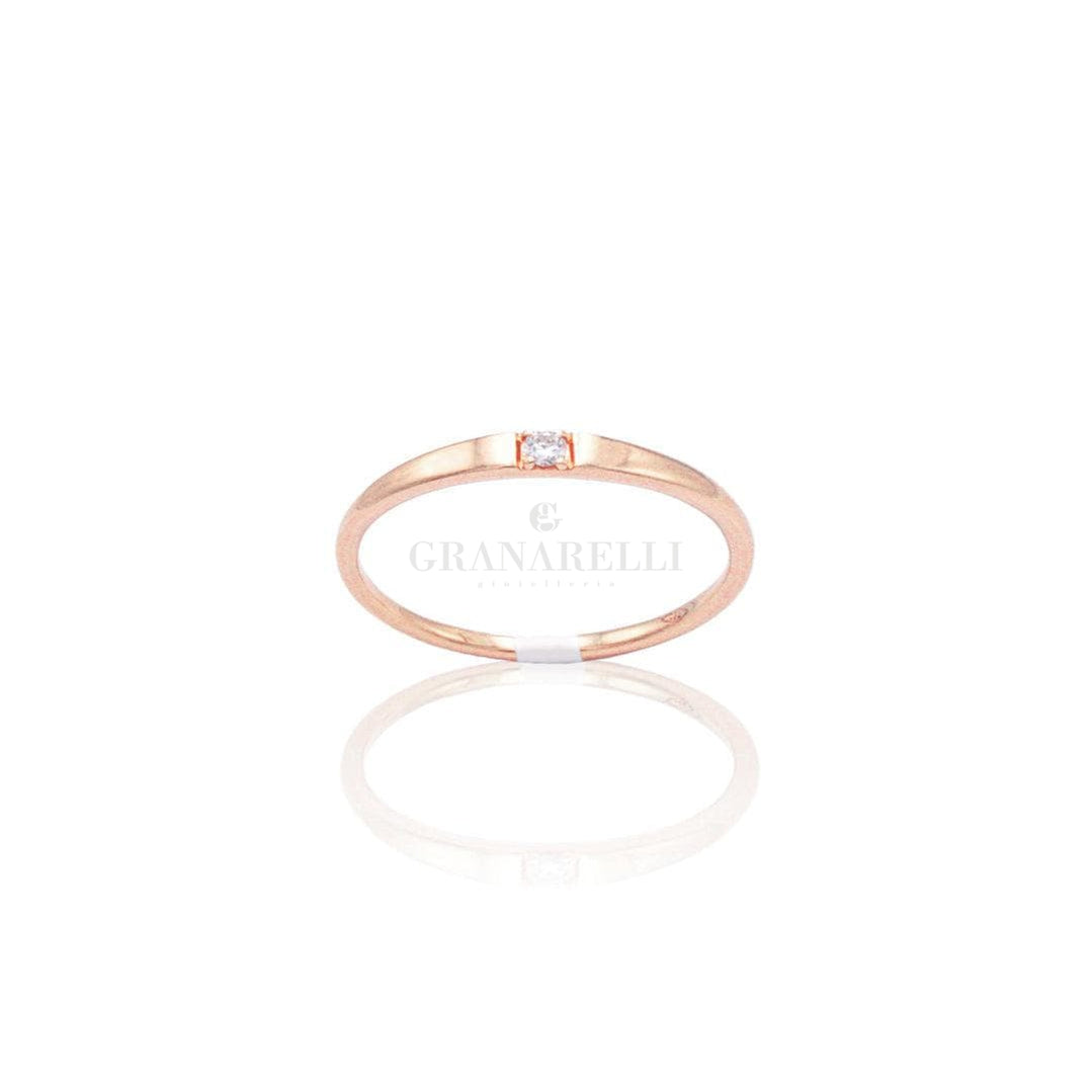 Anello in Oro Rosa con Diamante-Anelli-CRIVELLI- [SKU] -Gioielleria Granarelli