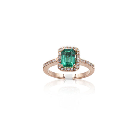 Anello in Oro Rosa con Smeraldo e Diamanti-Anelli-GRANARELLI- [SKU] -Gioielleria Granarelli