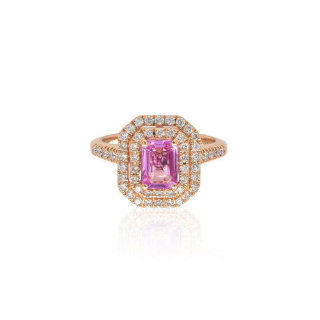 Anello in Oro Rosa con Zaffiro Rosa e Diamanti-Anelli-CRIVELLI- [SKU] -Gioielleria Granarelli