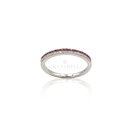Anello in oro bianco con diamanti e rubini-Anelli-CRIVELLI- [SKU] -Gioielleria Granarelli