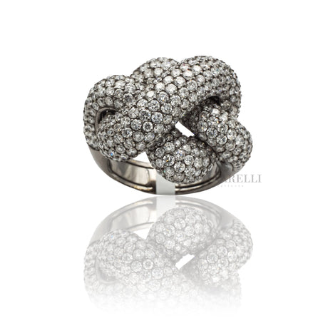Anello intreccio con Diamanti in Oro Bianco brunito-Anelli-GRANARELLI-Gioielleria Granarelli